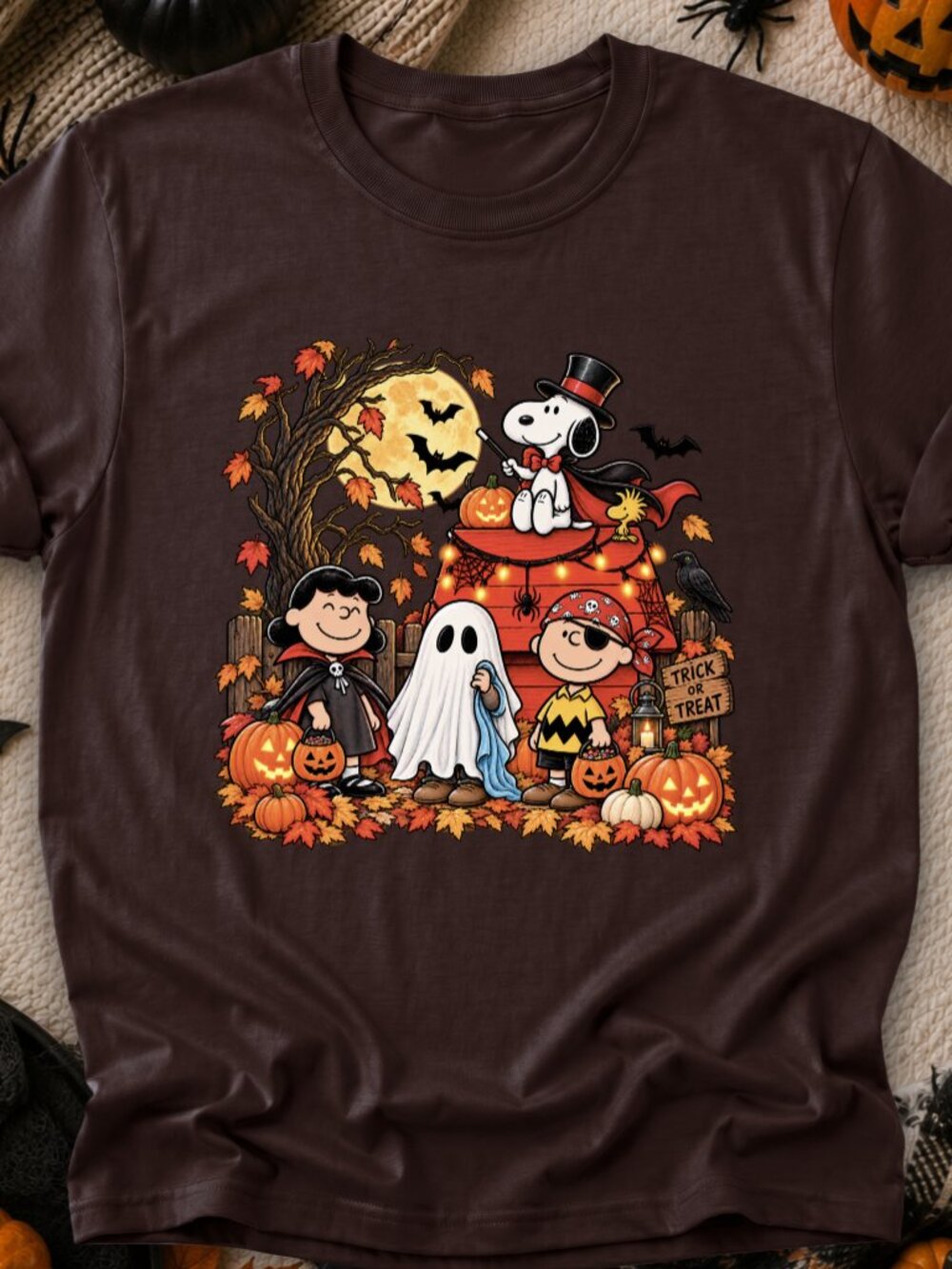 Peanuts Halloween TShirt Graphic Tee Adult Unisex Fall Holiday Trick or Treat